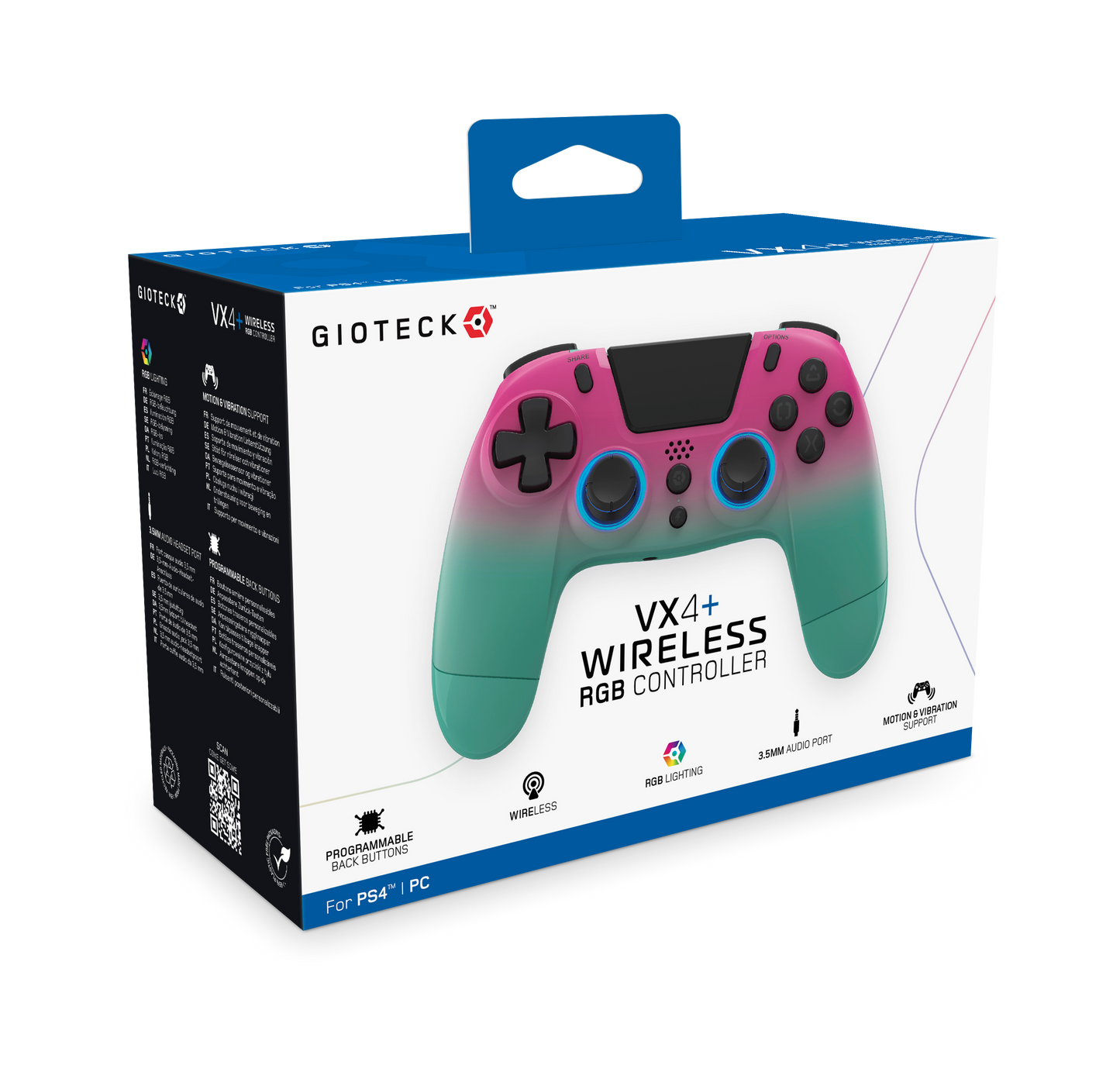 VX4+ Wireless Controller For PS4 PC Pink and Teal