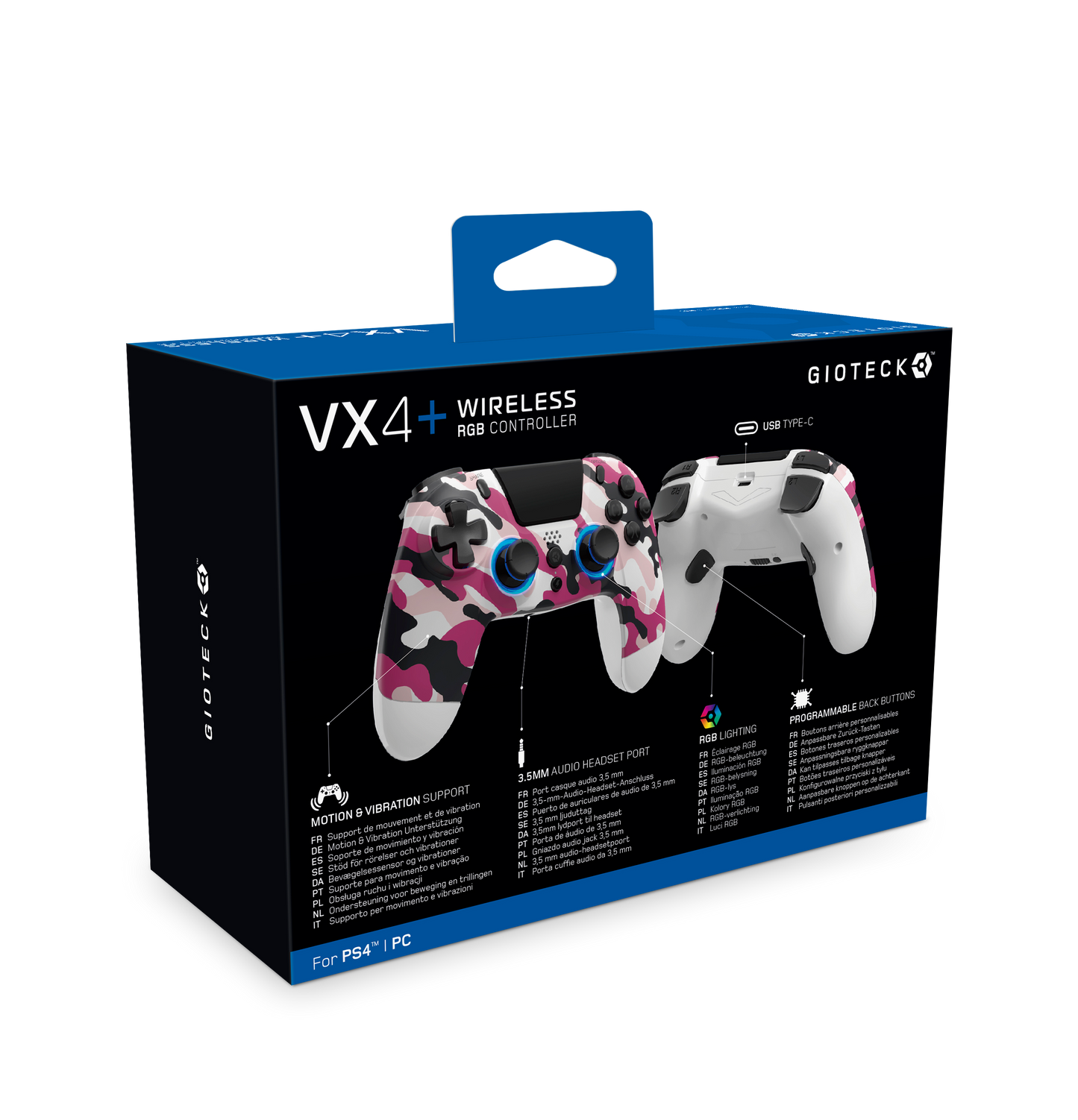 VX4+ Wireless Controller for PS4 PC Pink Camo