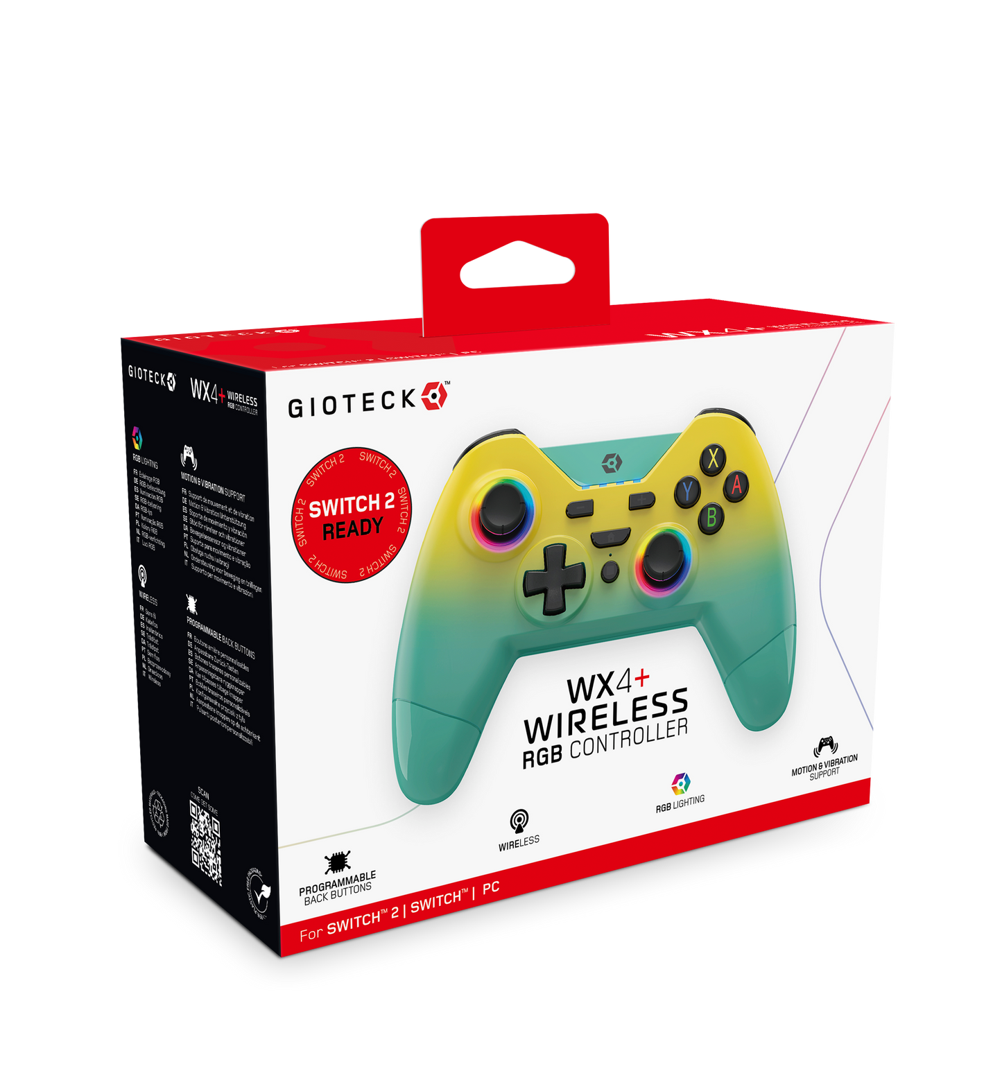 WX4+ Wireless RGB Controller Switch Yellow and Teal