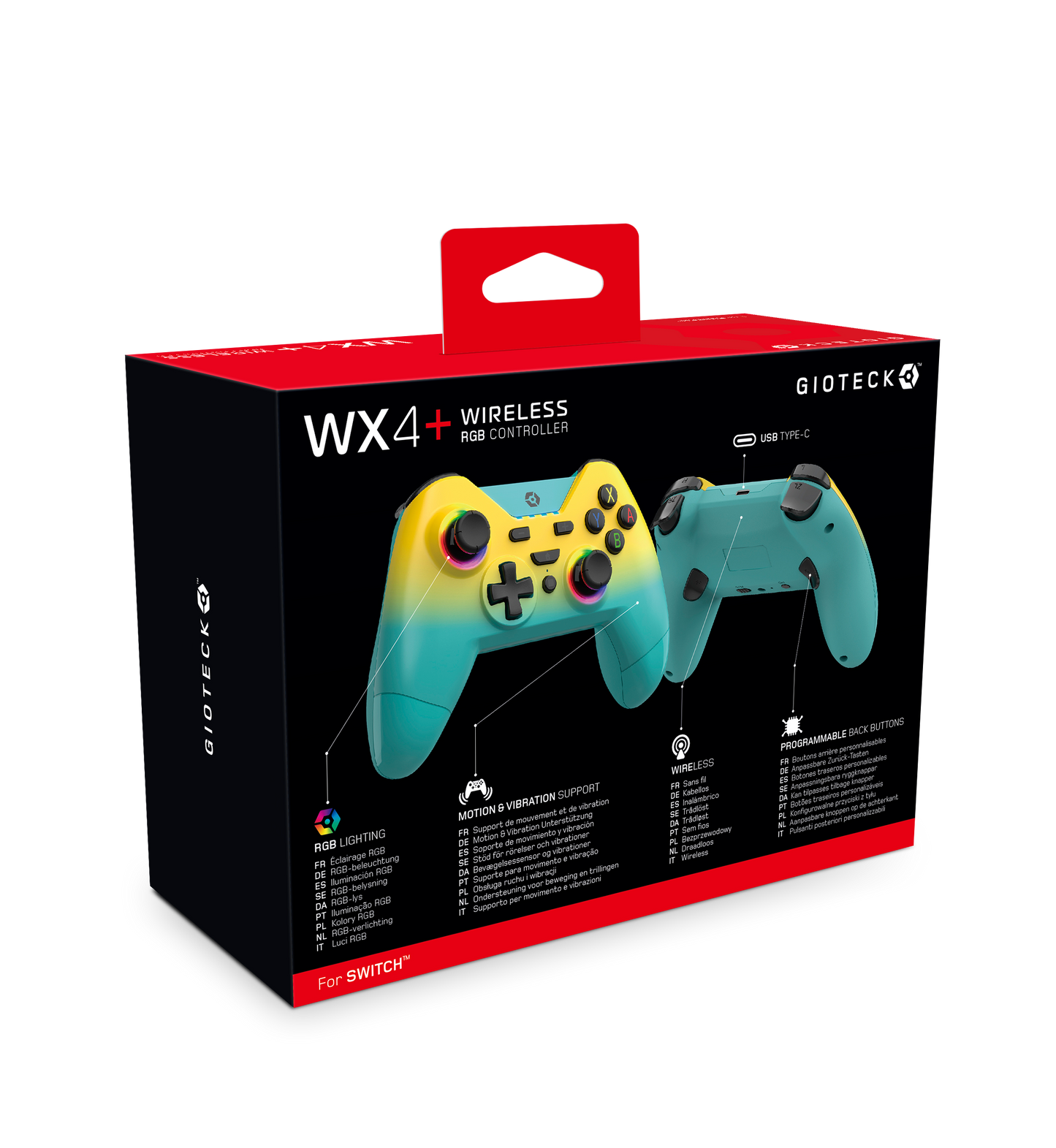 WX4+ Wireless RGB Controller Switch Yellow and Teal