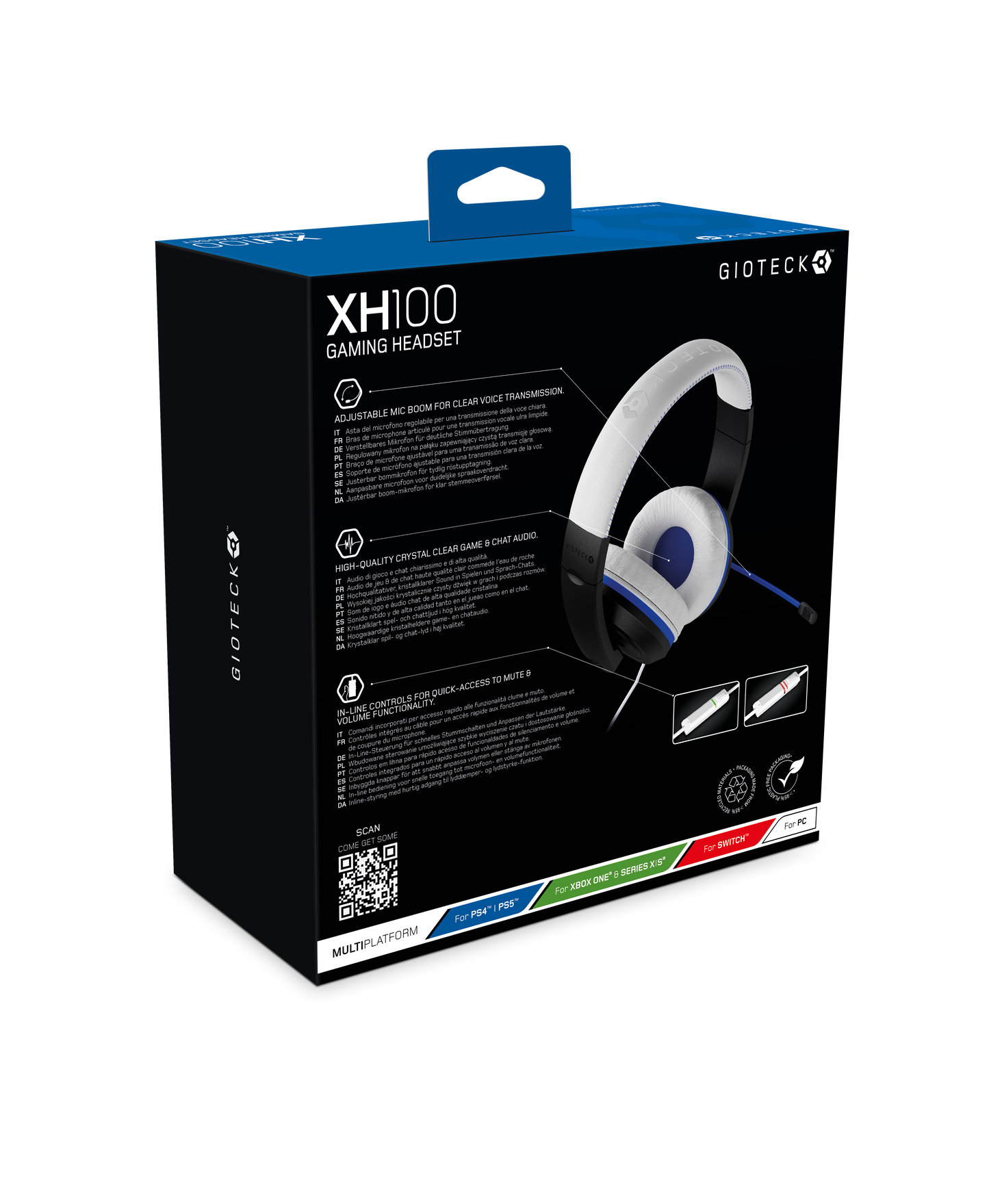 XH100P Wired Stereo Headset Universal White Blue