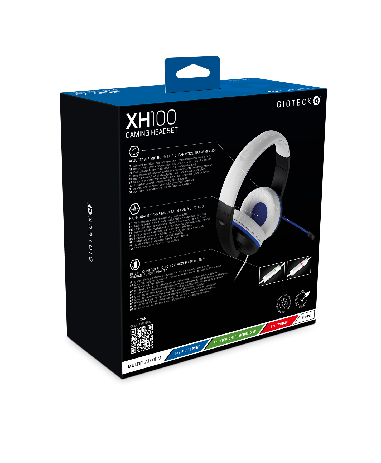 XH100P Wired Stereo Headset Universal White Blue