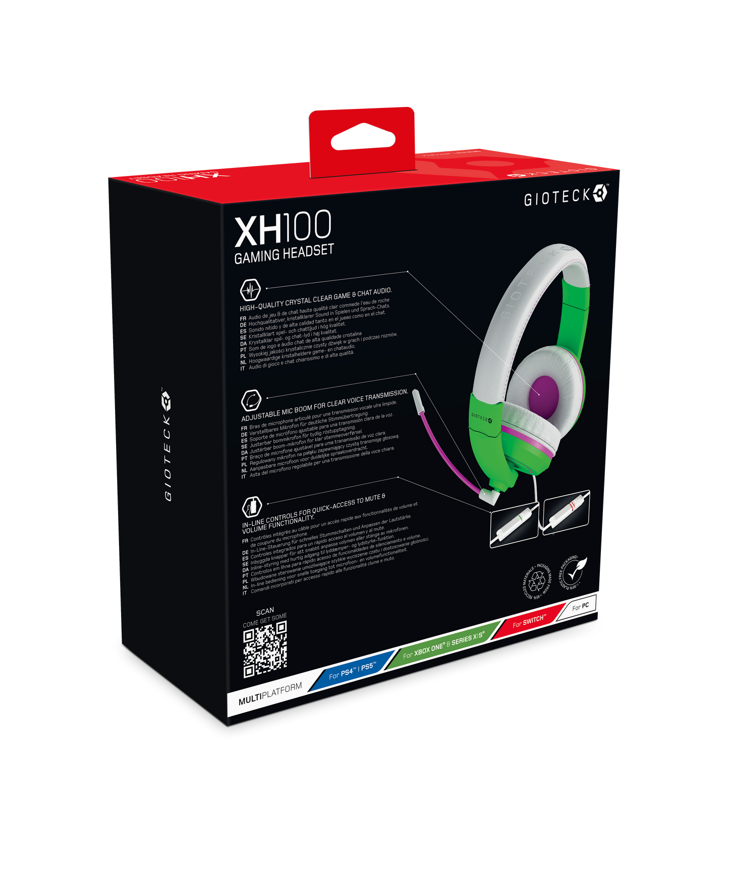 XH100S Wired Stereo Headset Universal Green Pink