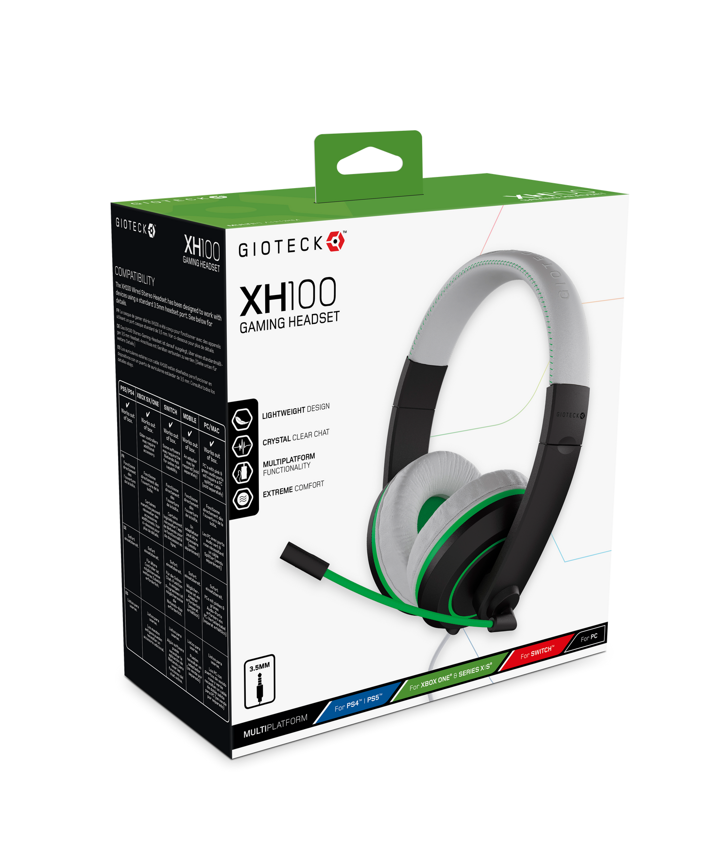 XH100X Wired Stereo Headset Universal White Green