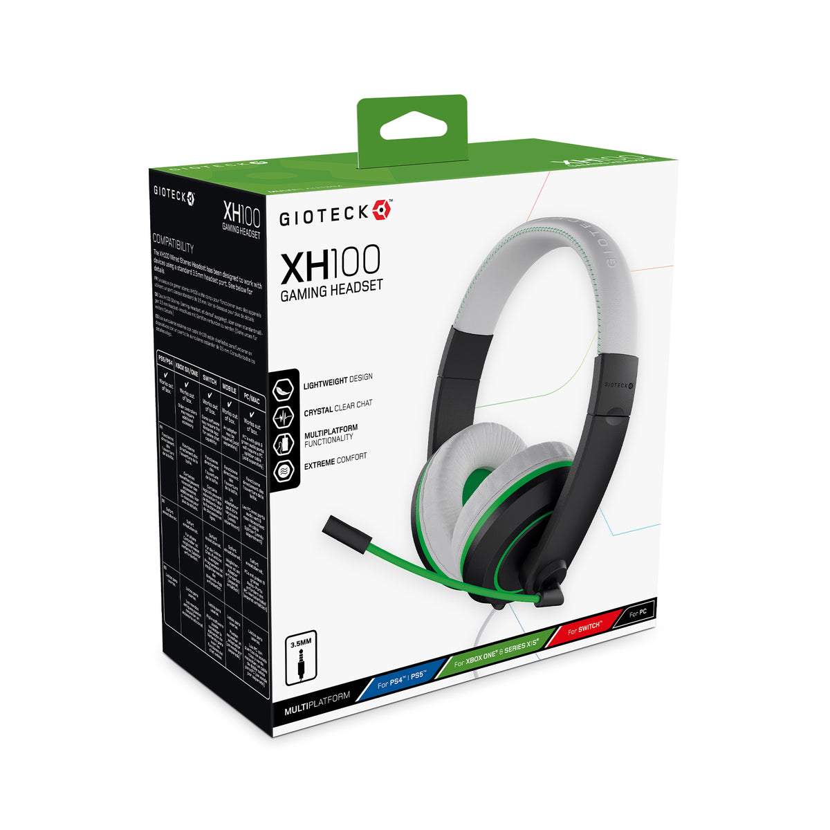 XH100X Wired Stereo Headset Universal White Green