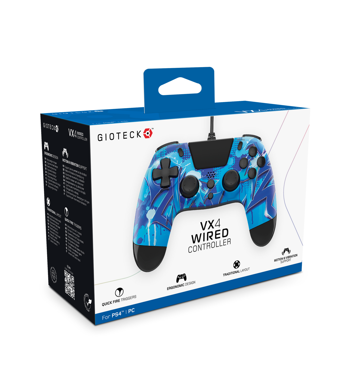 VX4 Wired Controller PS4 PC Blue Lightning