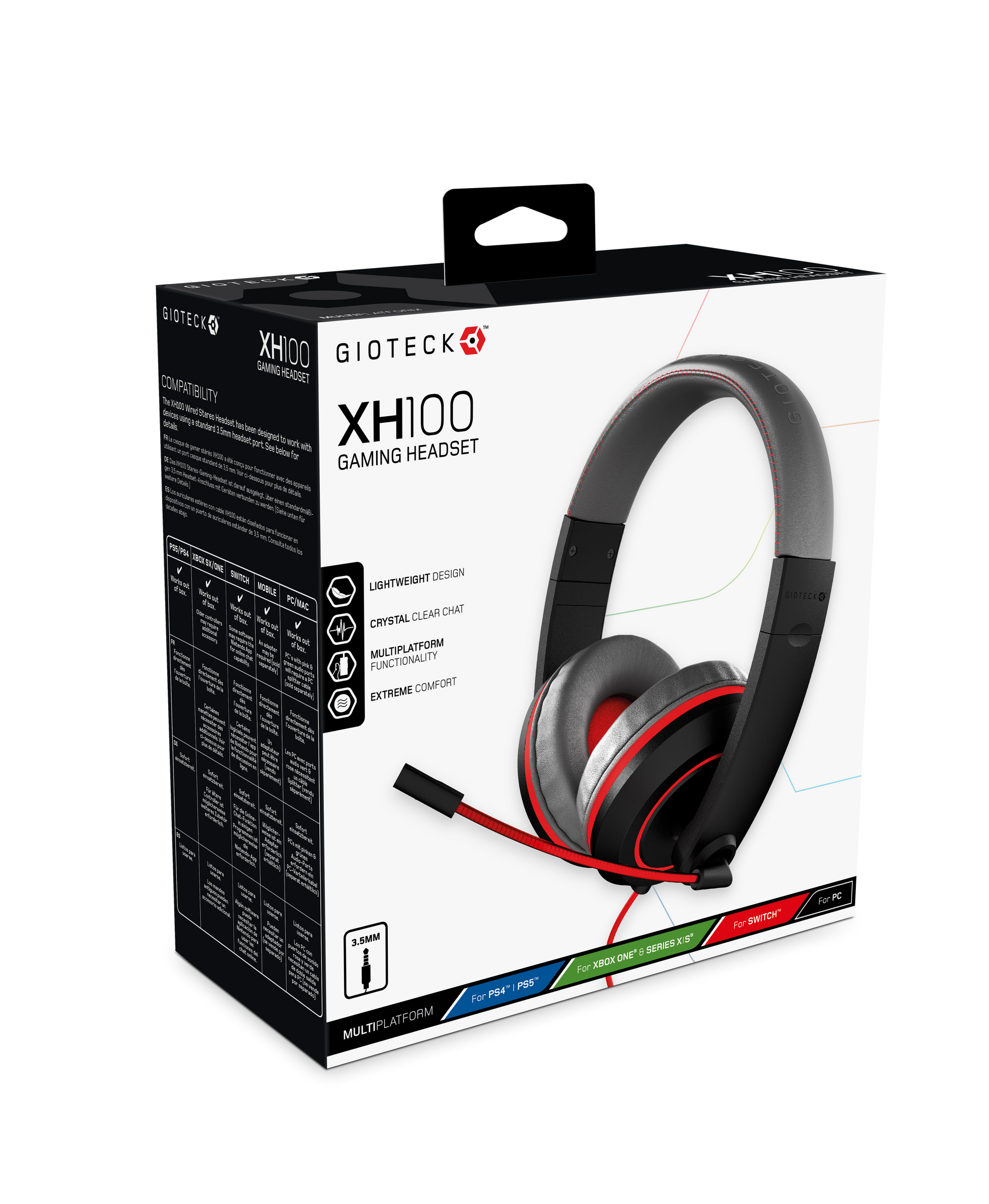 XH100S Wired Stereo Headset Universal Grey Red - Main Image