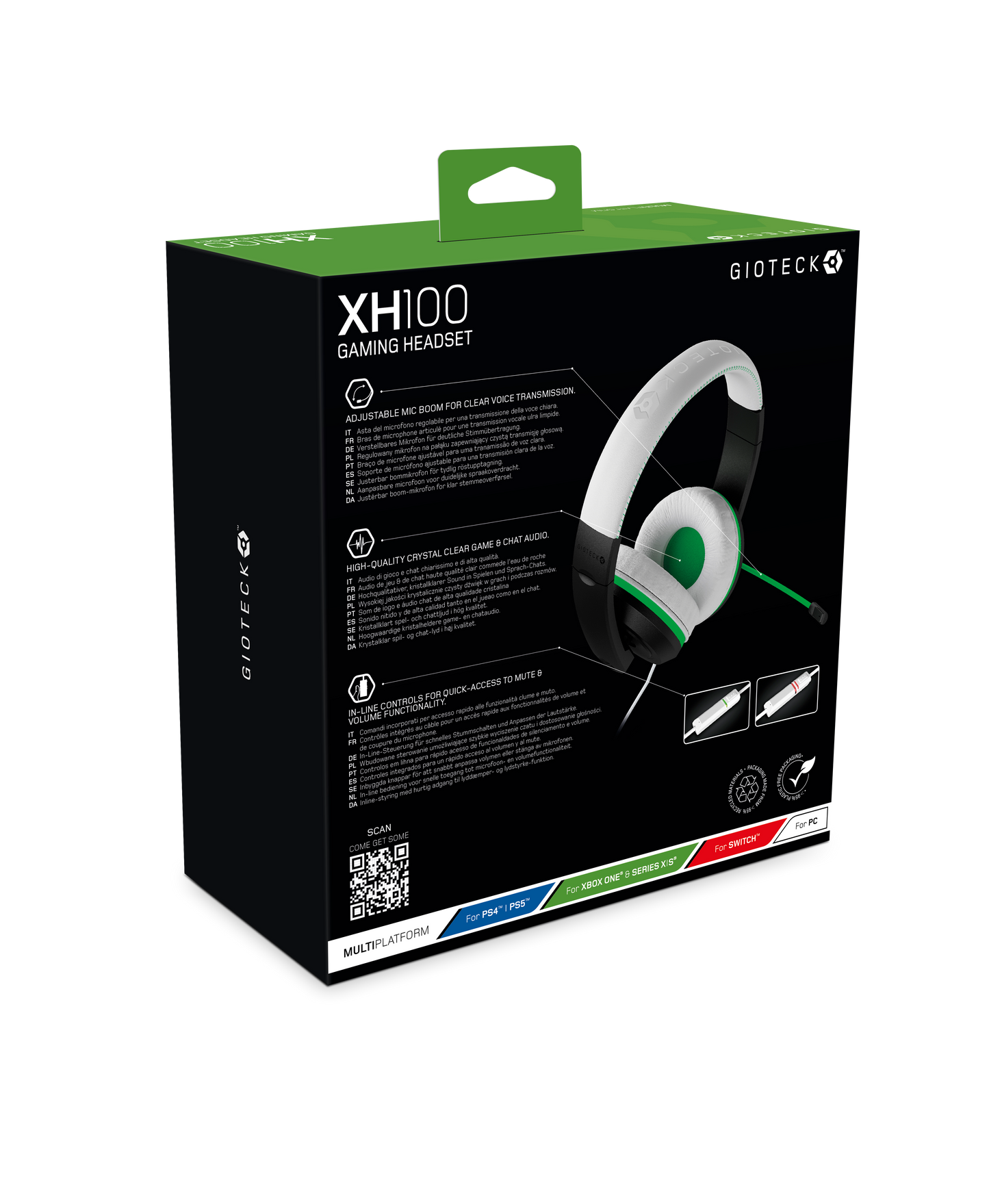 XH100X Wired Stereo Headset Universal White Green